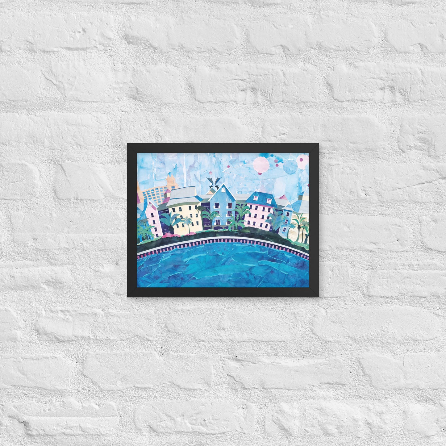 Nassau, Bahamas - Collage - Framed poster - Painted Paper Collage Print - Tropical Landscape