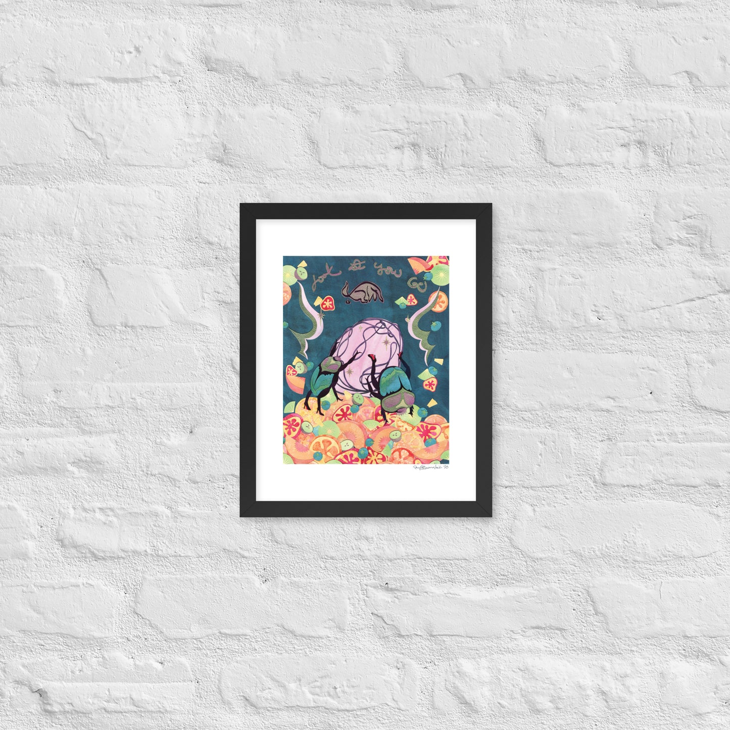 Look at You Go! - Framed Poster Print - Dung Beetle Art - Feminist Art