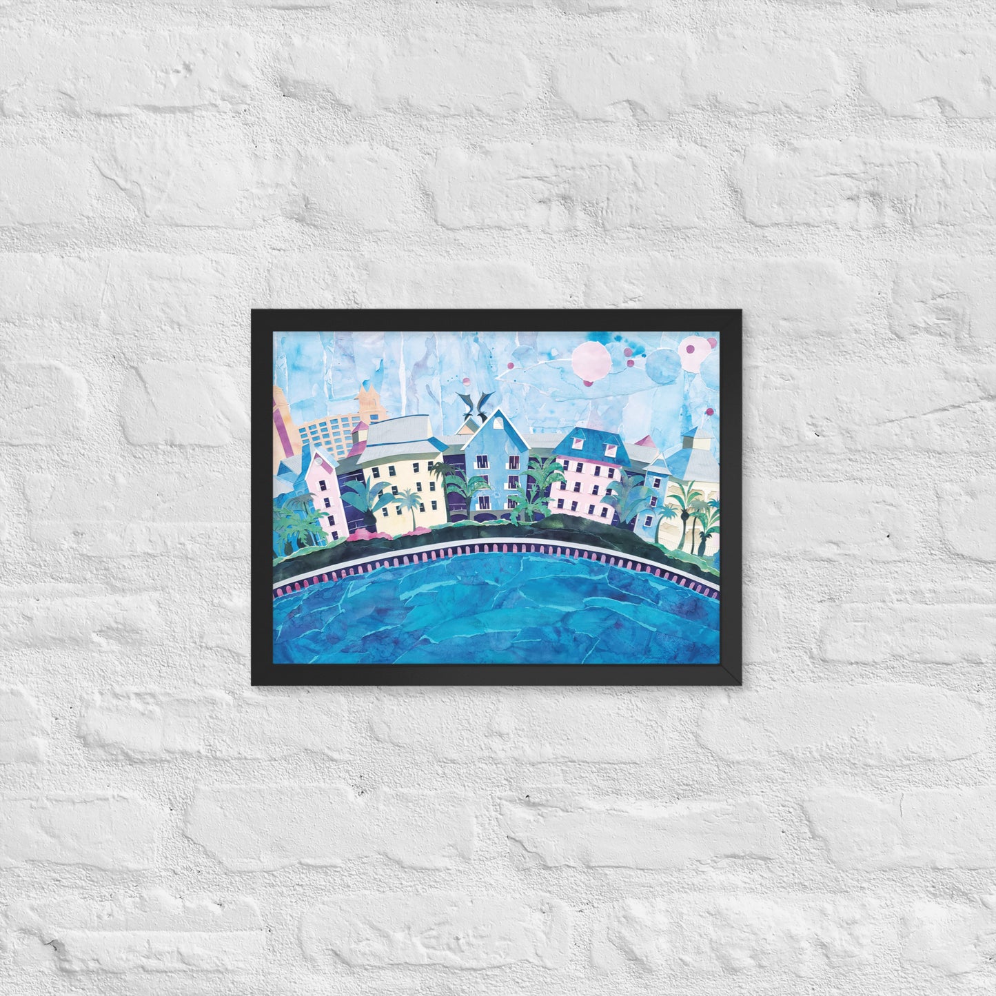 Nassau, Bahamas - Collage - Framed poster - Painted Paper Collage Print - Tropical Landscape