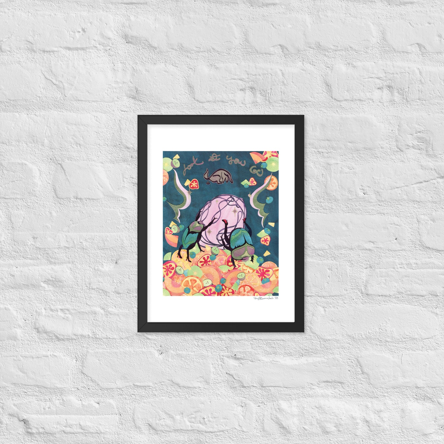 Look at You Go! - Framed Poster Print - Dung Beetle Art - Feminist Art