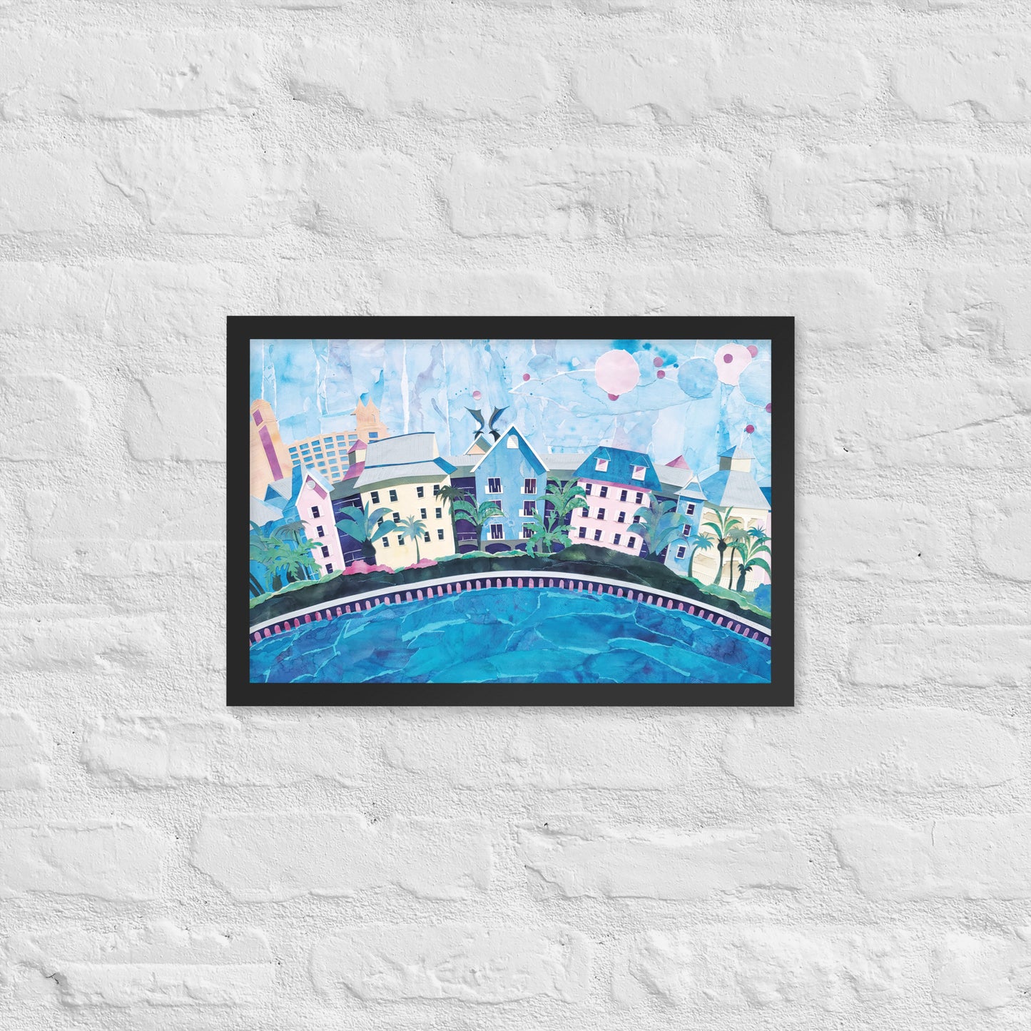 Nassau, Bahamas - Collage - Framed poster - Painted Paper Collage Print - Tropical Landscape