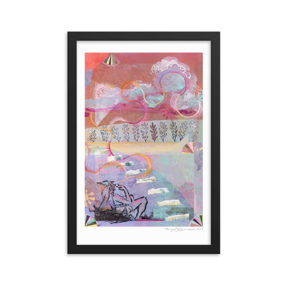 Smoke in the Clouds - Framed poster - Abstract Collage - Colorful Art Print - Framed Matte Print