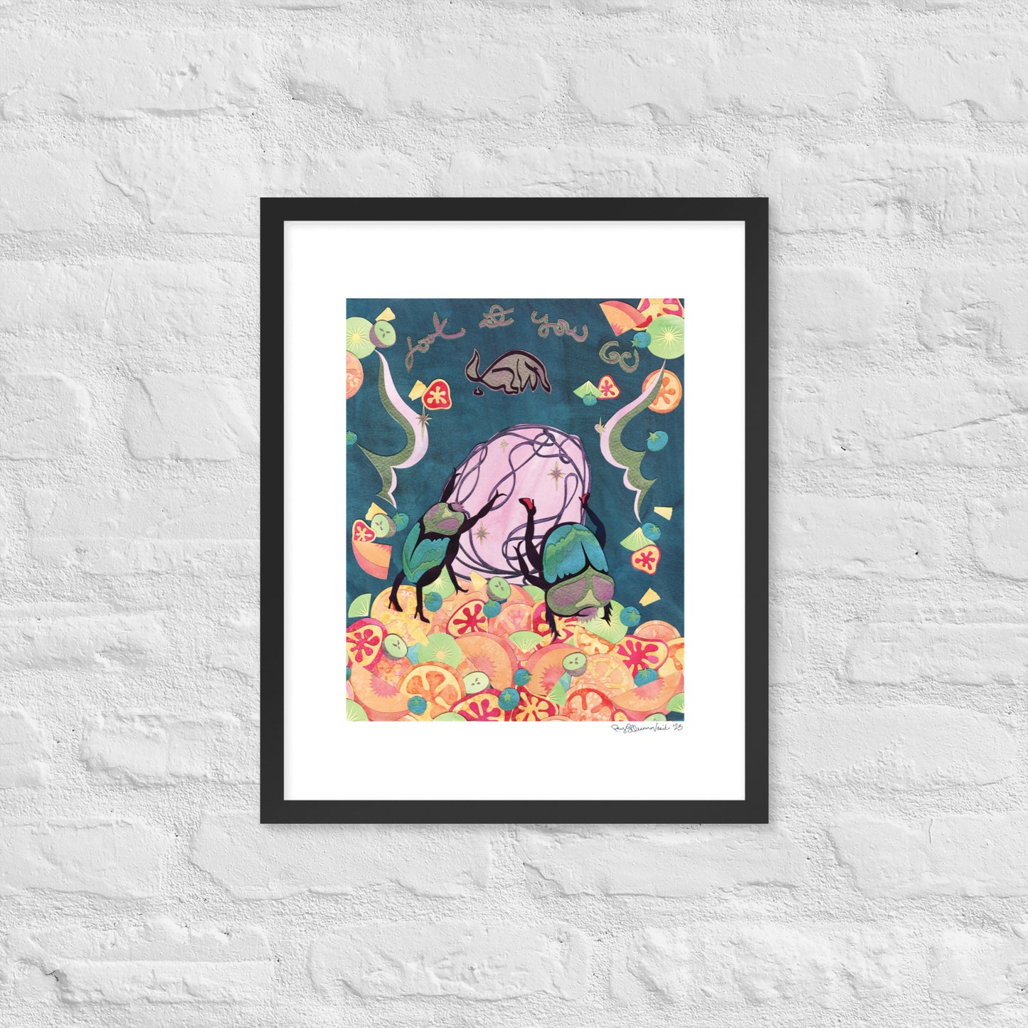 Look at You Go! - Framed Poster Print - Dung Beetle Art - Feminist Art