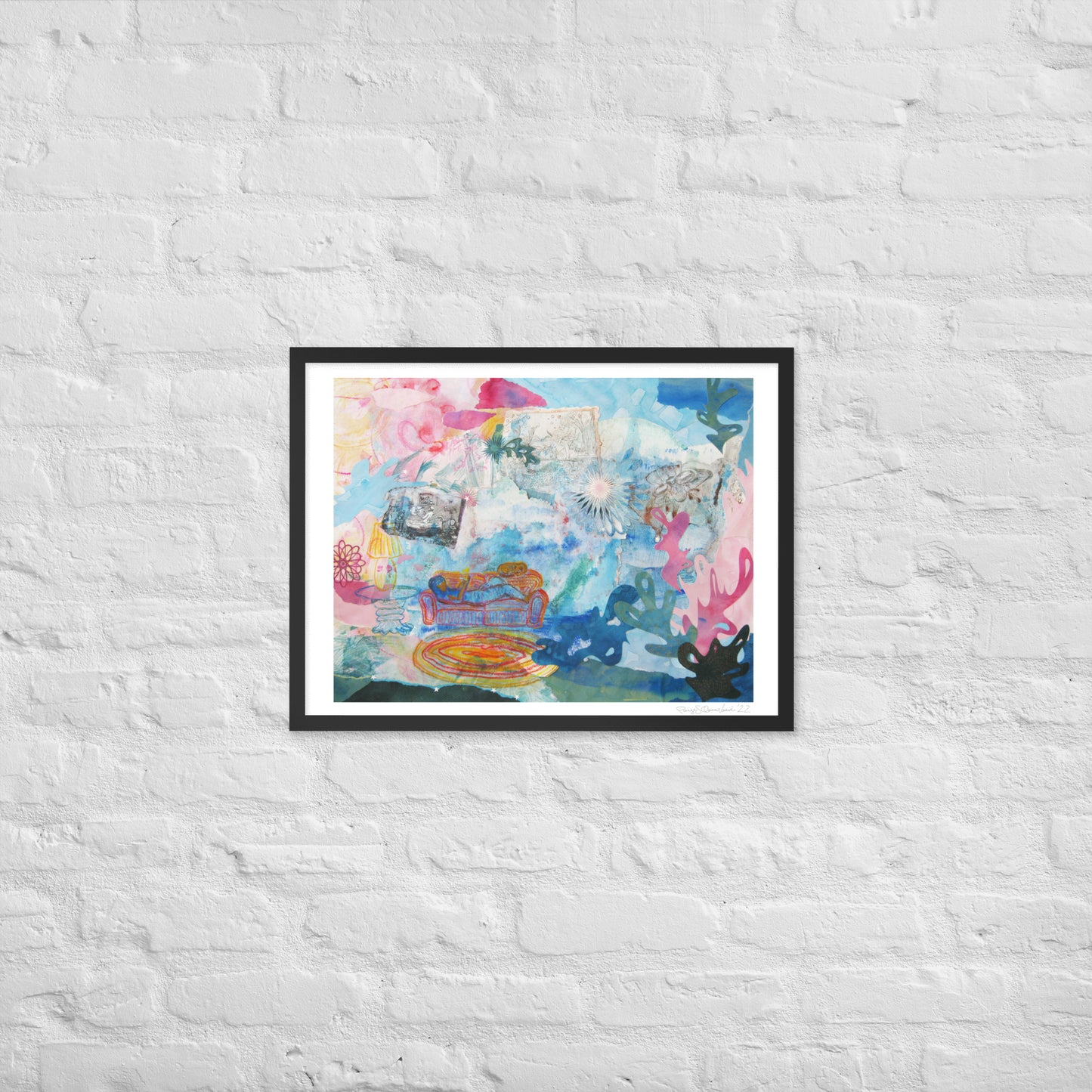 Multi-Media Collage Print - I Think I'll Read More - Framed Print Reproduction