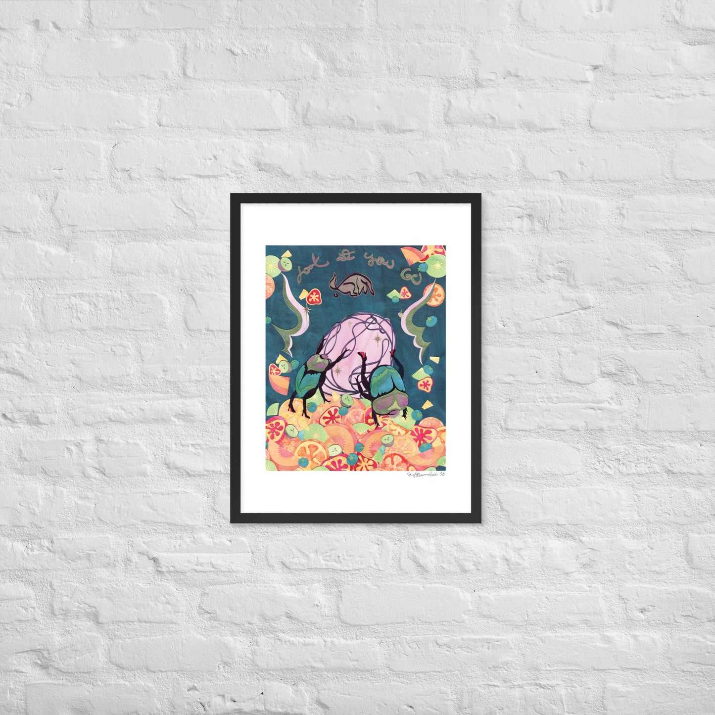 Look at You Go! - Framed Poster Print - Dung Beetle Art - Feminist Art