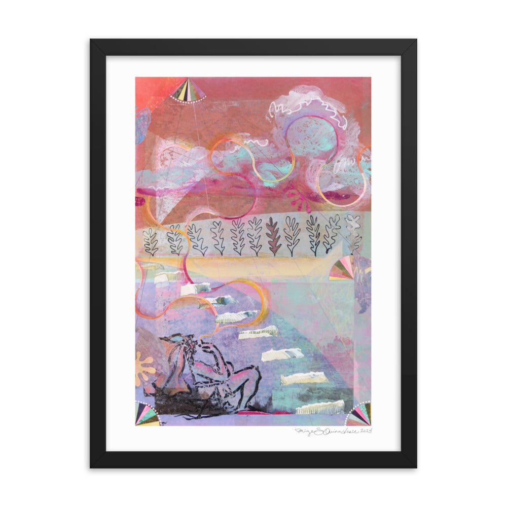 Smoke in the Clouds - Framed poster - Abstract Collage - Colorful Art Print - Framed Matte Print