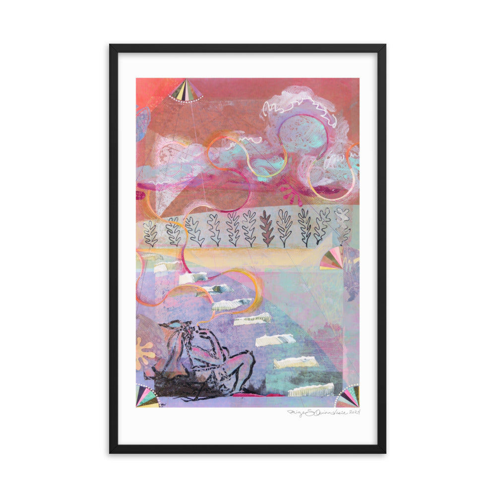 Smoke in the Clouds - Framed poster - Abstract Collage - Colorful Art Print - Framed Matte Print