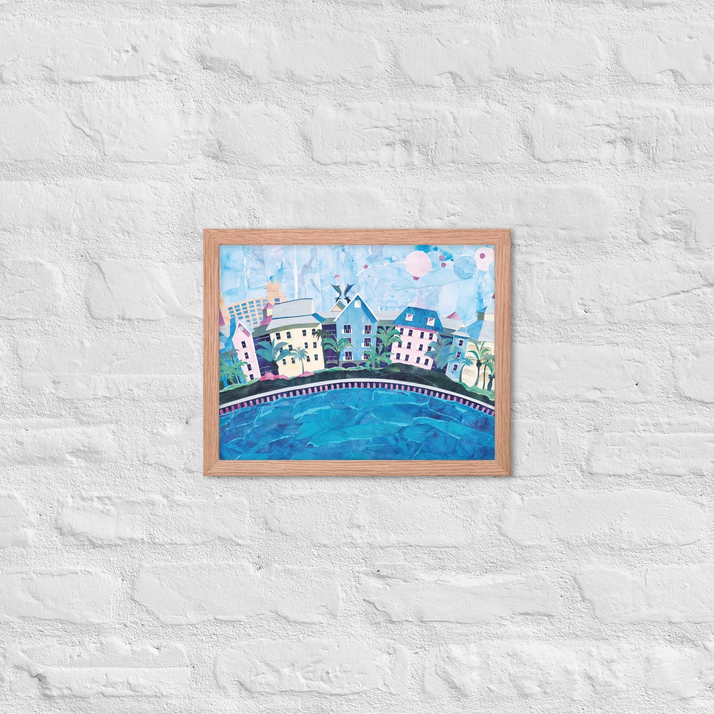 Nassau, Bahamas - Collage - Framed poster - Painted Paper Collage Print - Tropical Landscape