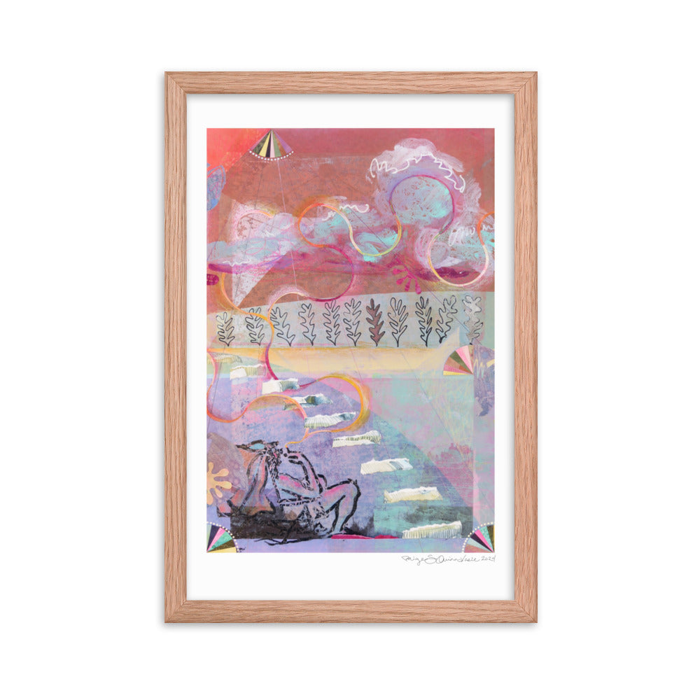 Smoke in the Clouds - Framed poster - Abstract Collage - Colorful Art Print - Framed Matte Print