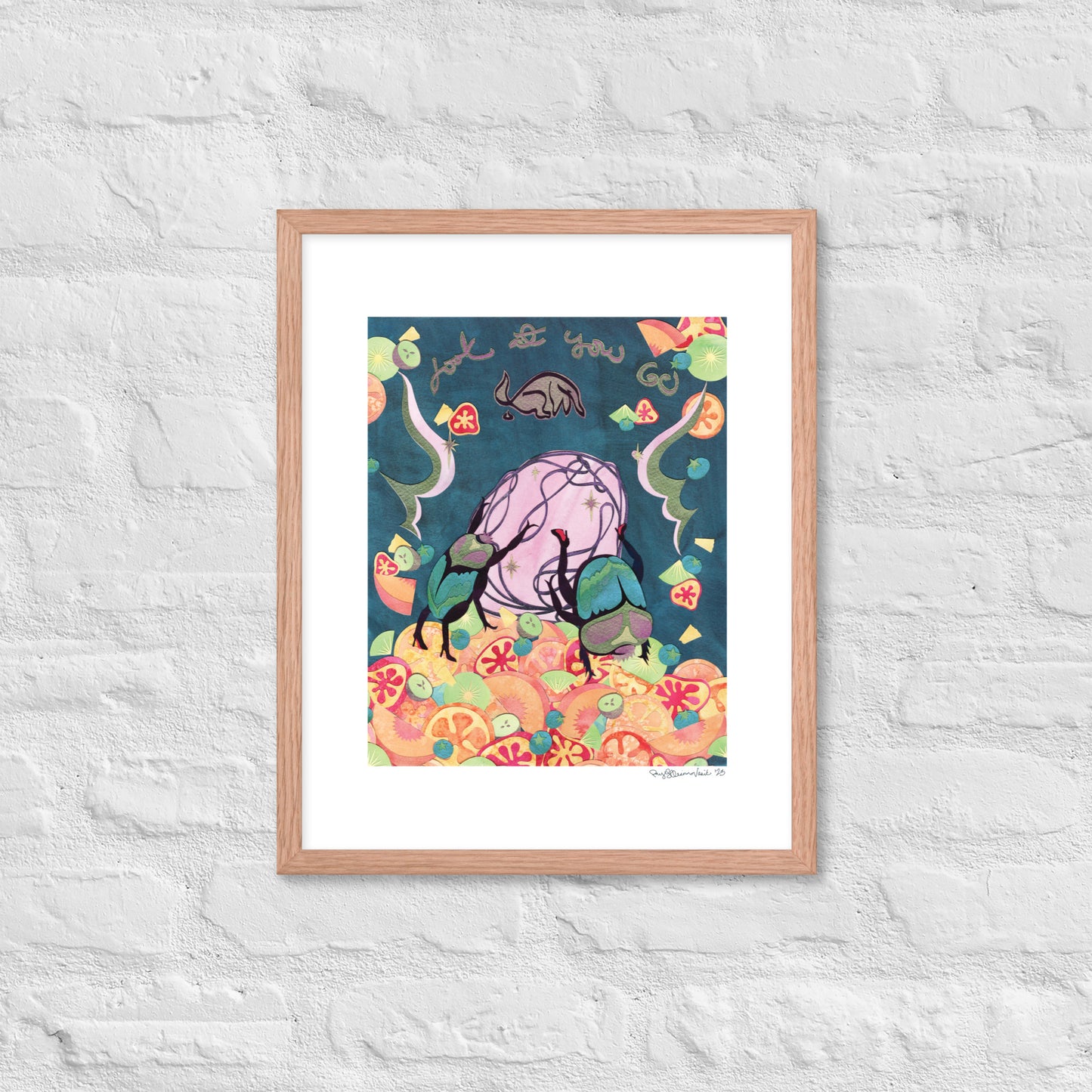 Look at You Go! - Framed Poster Print - Dung Beetle Art - Feminist Art