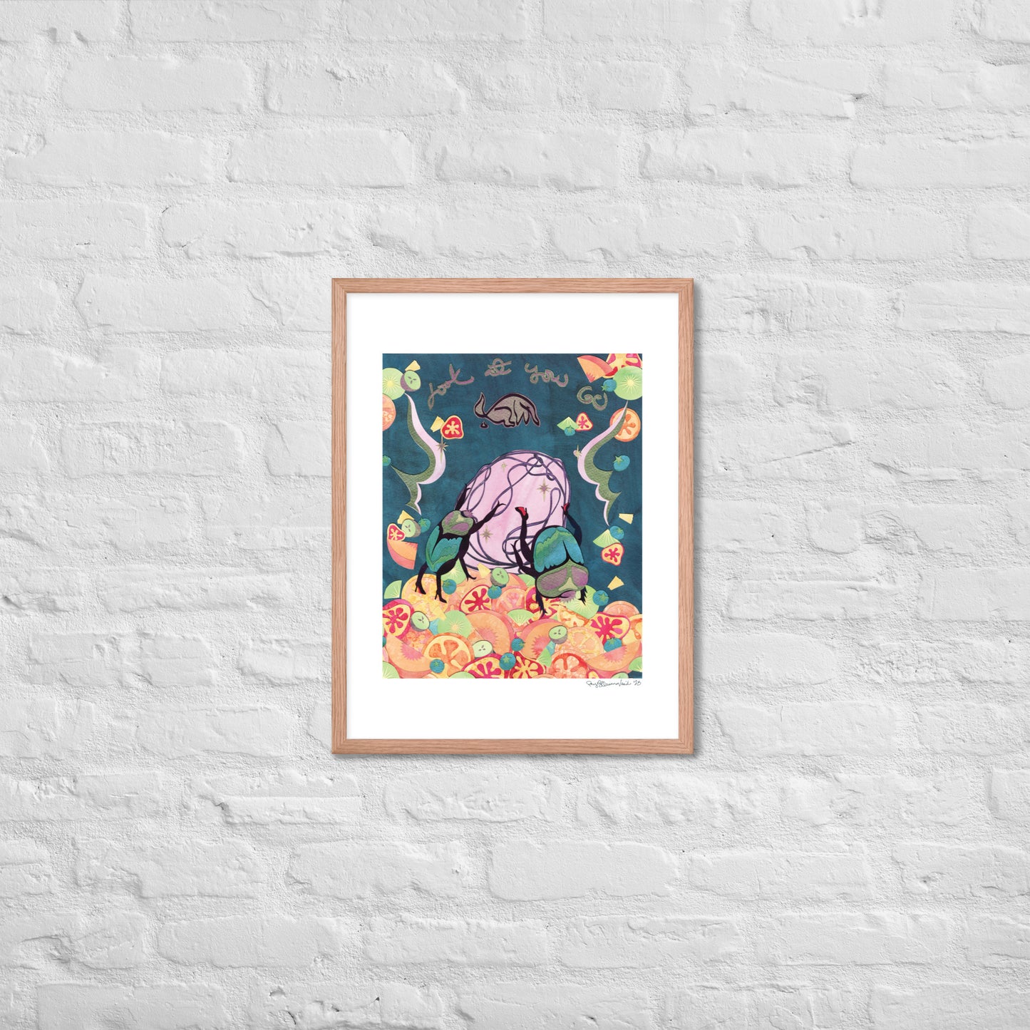 Look at You Go! - Framed Poster Print - Dung Beetle Art - Feminist Art