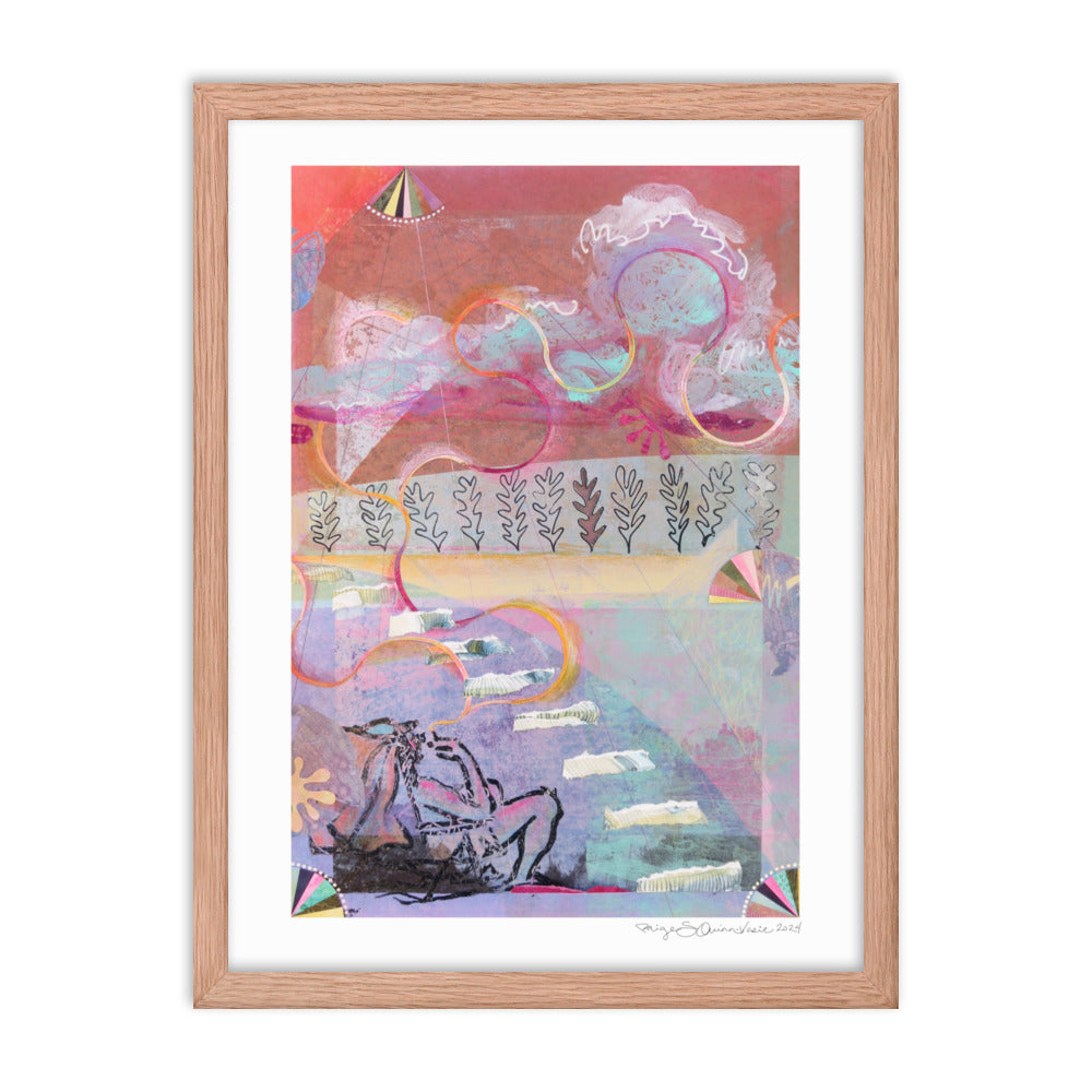 Smoke in the Clouds - Framed poster - Abstract Collage - Colorful Art Print - Framed Matte Print