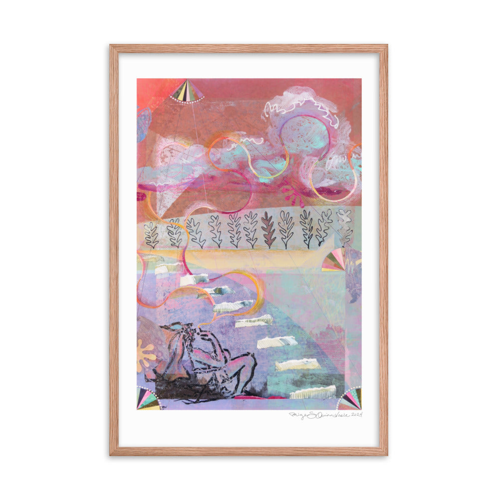 Smoke in the Clouds - Framed poster - Abstract Collage - Colorful Art Print - Framed Matte Print