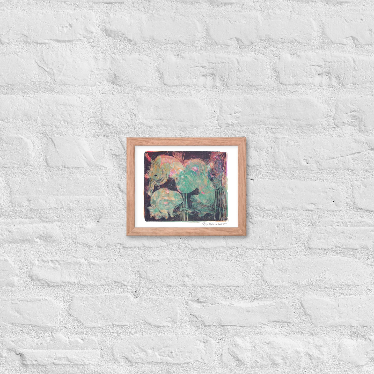 Monoprint Abstract - Framed poster print - Squirrel and Frog