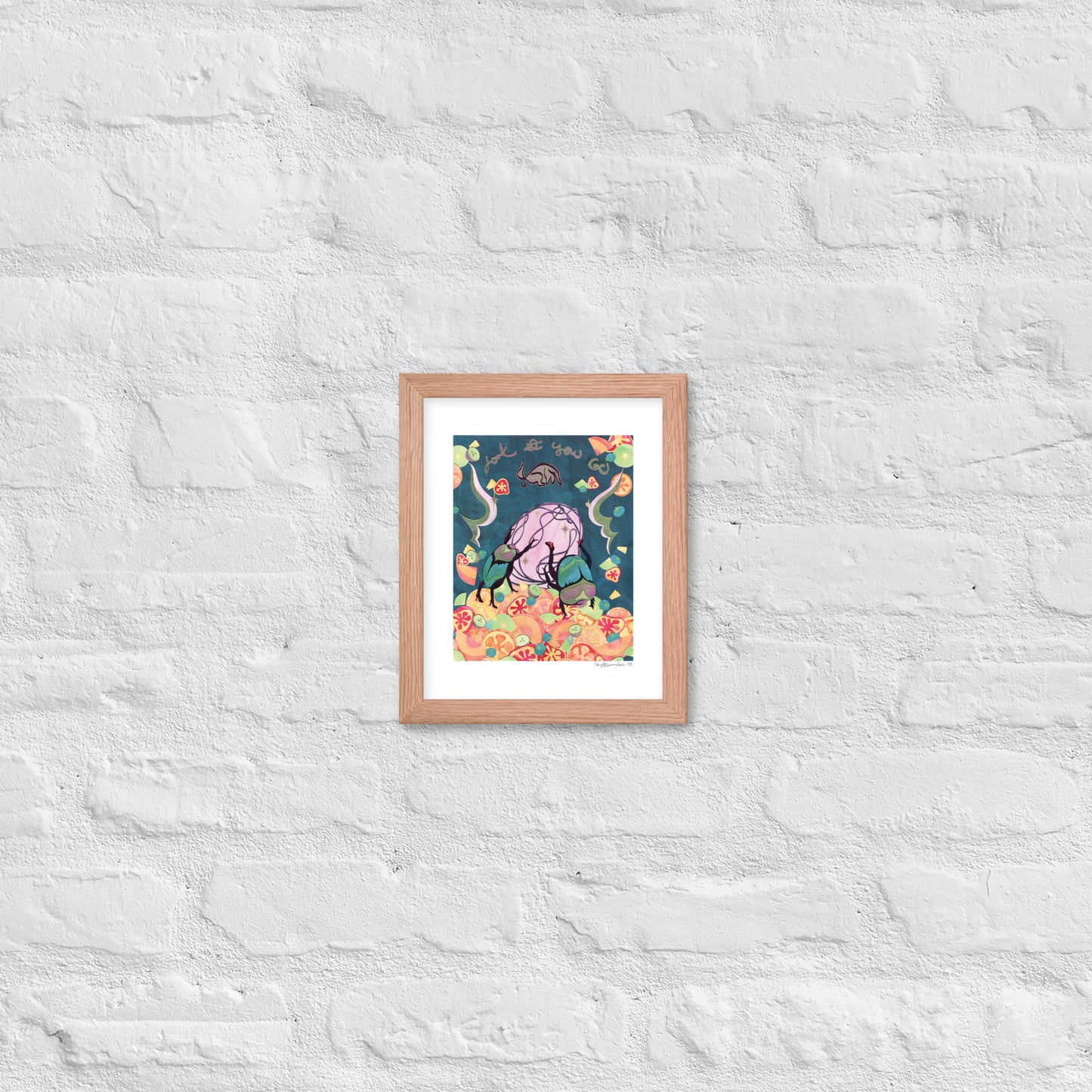 Look at You Go! - Framed Poster Print - Dung Beetle Art - Feminist Art