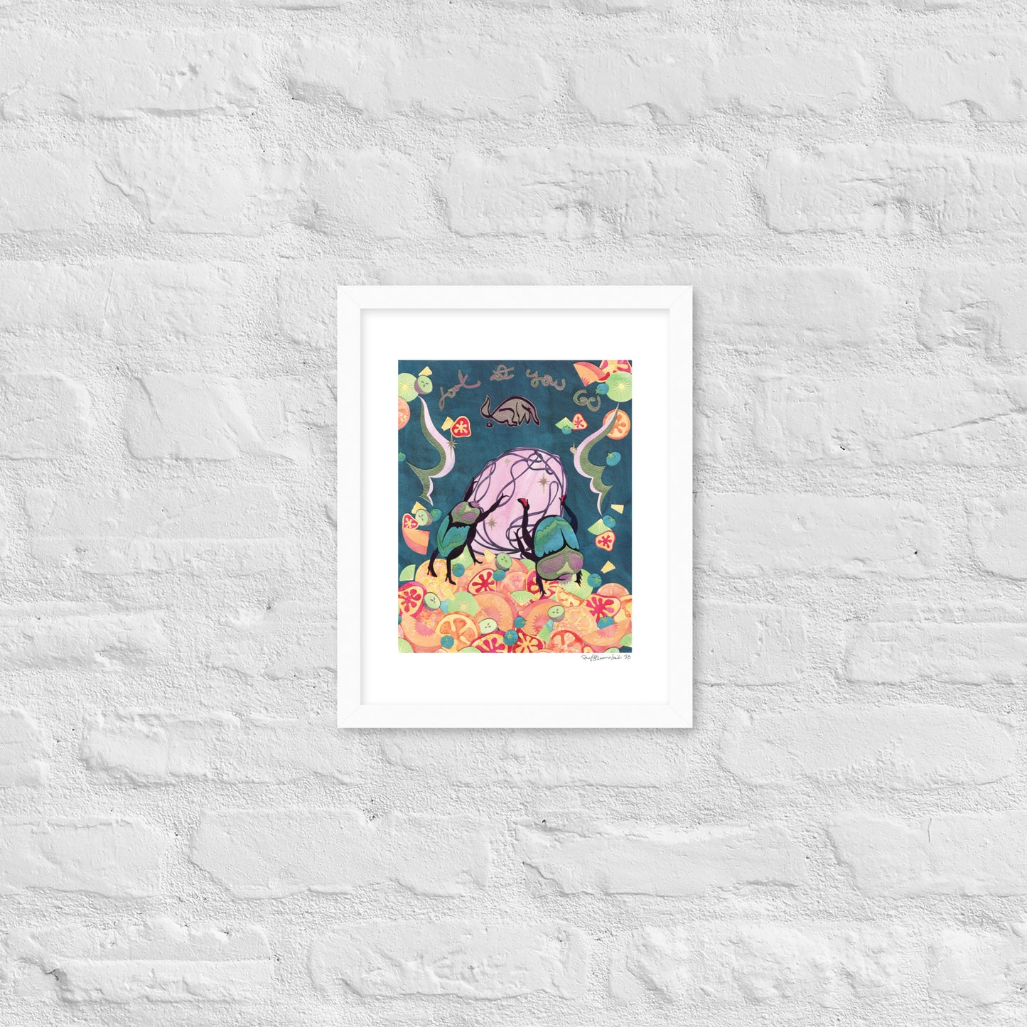 Look at You Go! - Framed Poster Print - Dung Beetle Art - Feminist Art