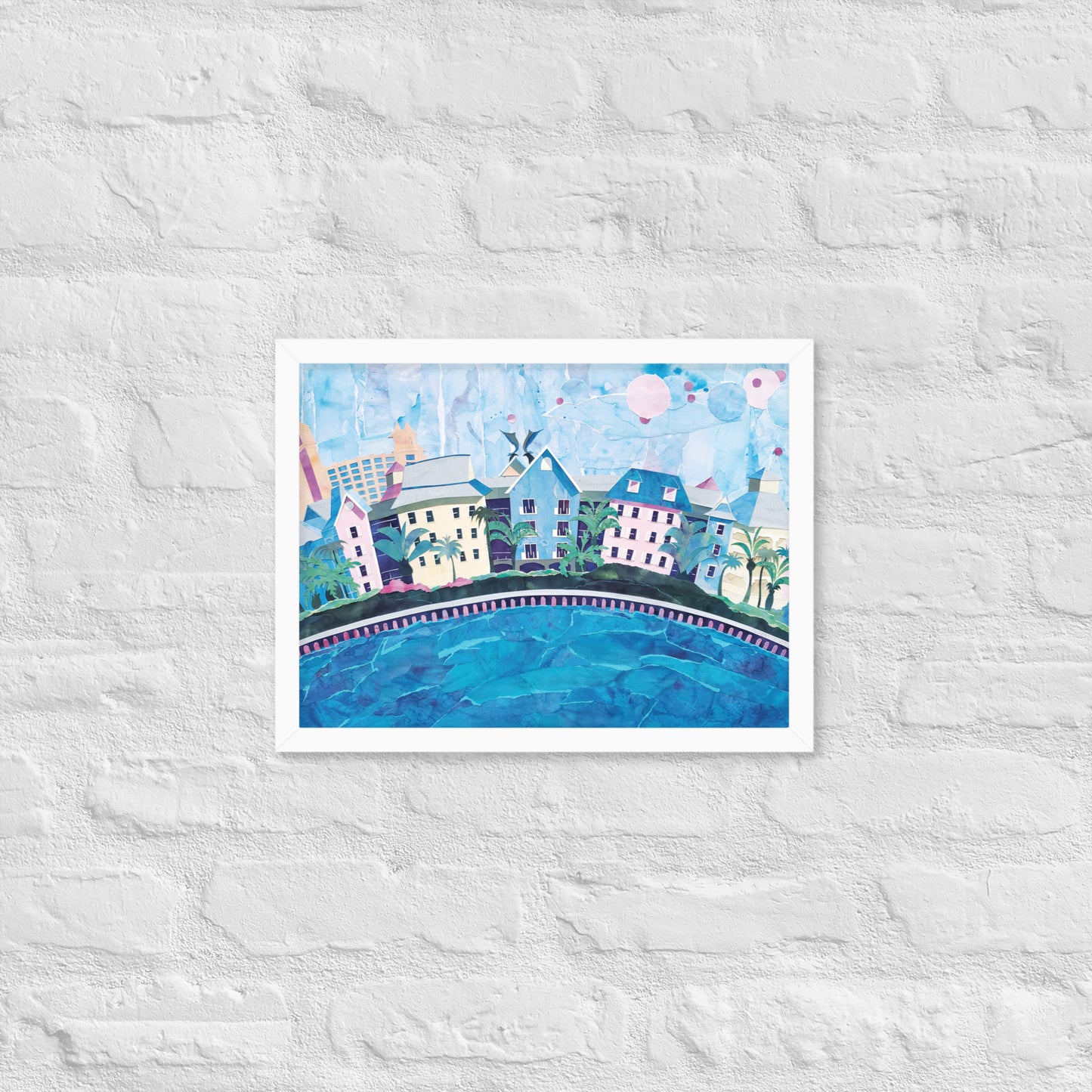 Nassau, Bahamas - Collage - Framed poster - Painted Paper Collage Print - Tropical Landscape