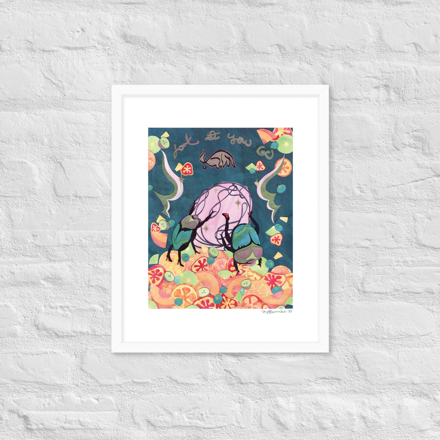 Look at You Go! - Framed Poster Print - Dung Beetle Art - Feminist Art