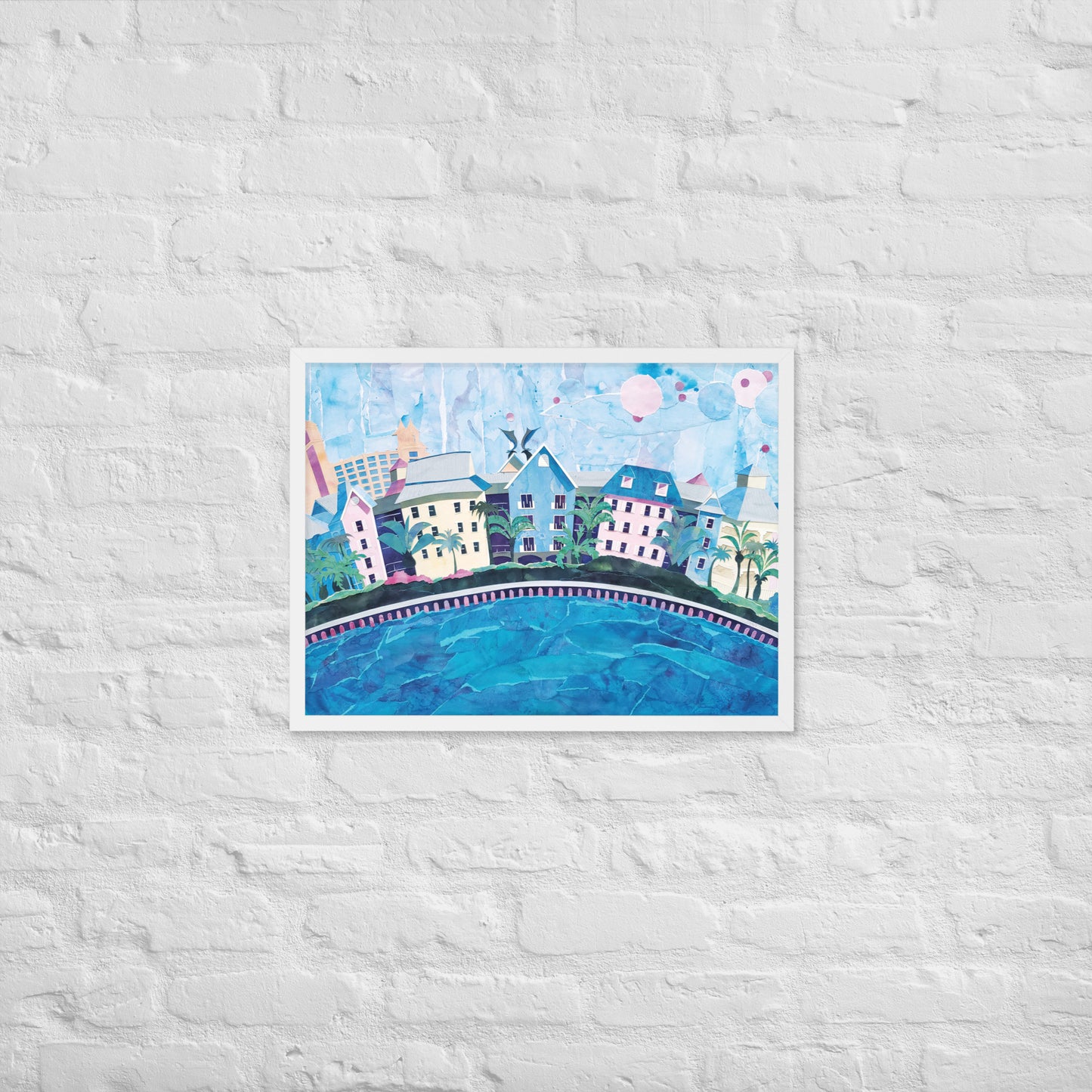 Nassau, Bahamas - Collage - Framed poster - Painted Paper Collage Print - Tropical Landscape