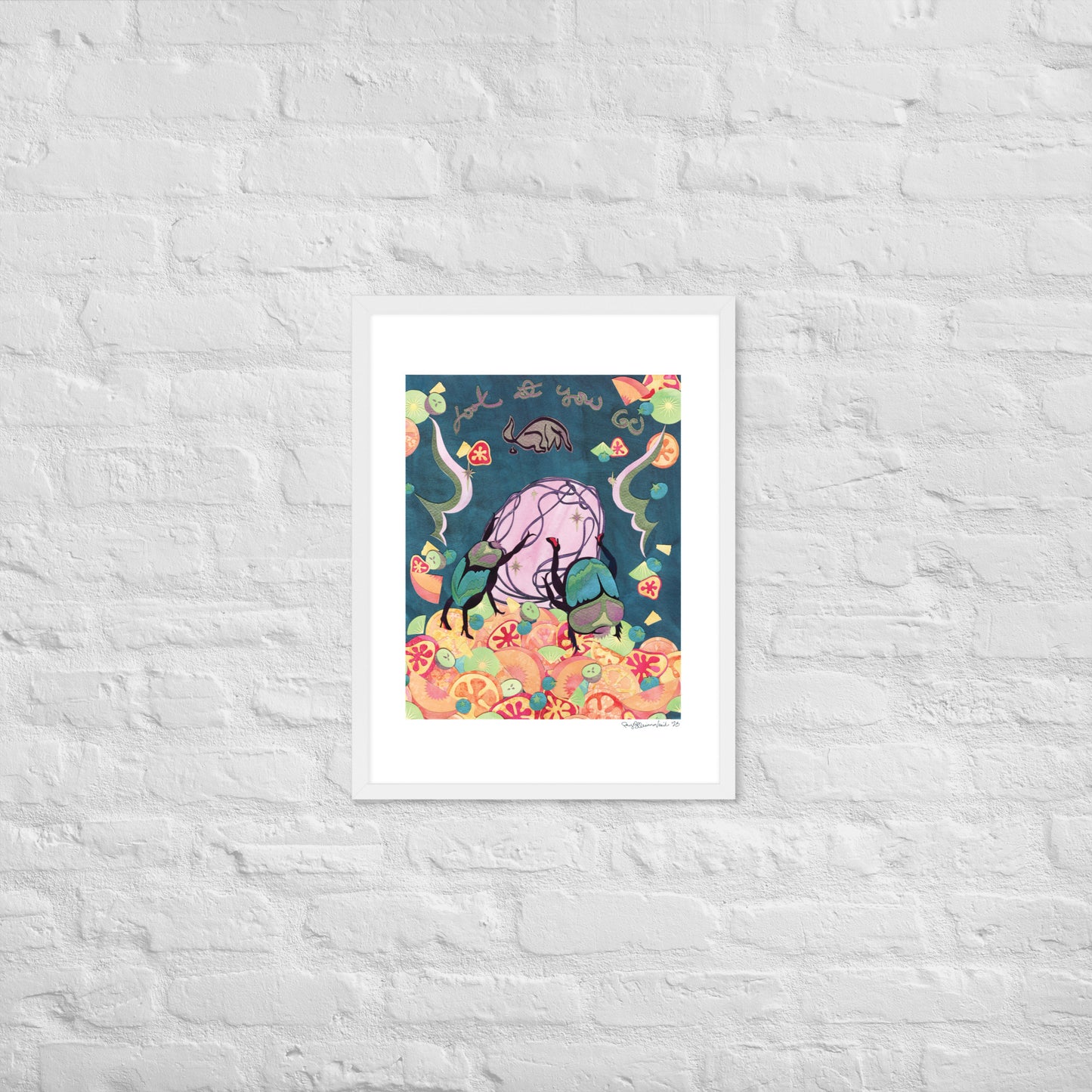 Look at You Go! - Framed Poster Print - Dung Beetle Art - Feminist Art