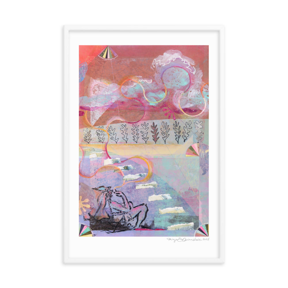 Smoke in the Clouds - Framed poster - Abstract Collage - Colorful Art Print - Framed Matte Print