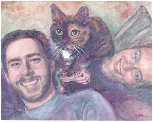 Custom Watercolor Portrait - Family Portrait - Wedding Gift - Anniversary Gift - Pet Portrait -