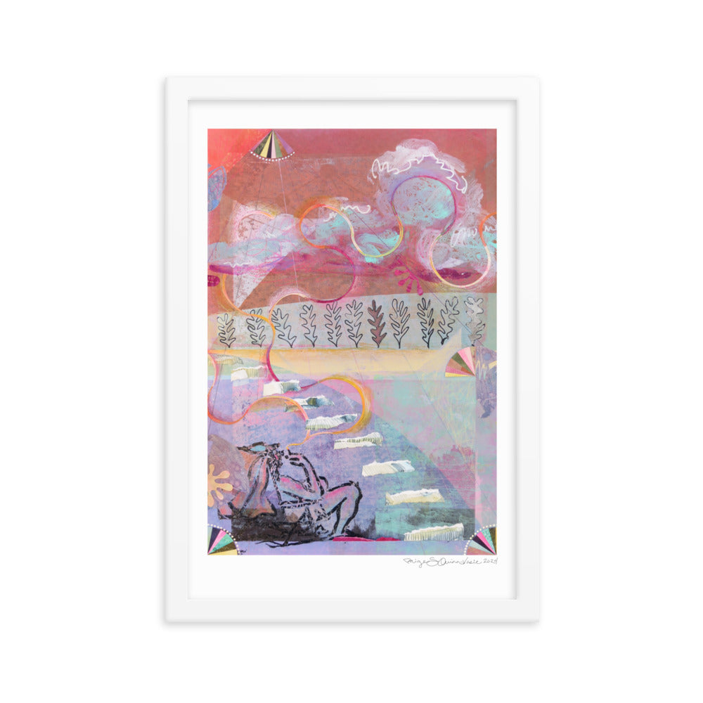 Smoke in the Clouds - Framed poster - Abstract Collage - Colorful Art Print - Framed Matte Print