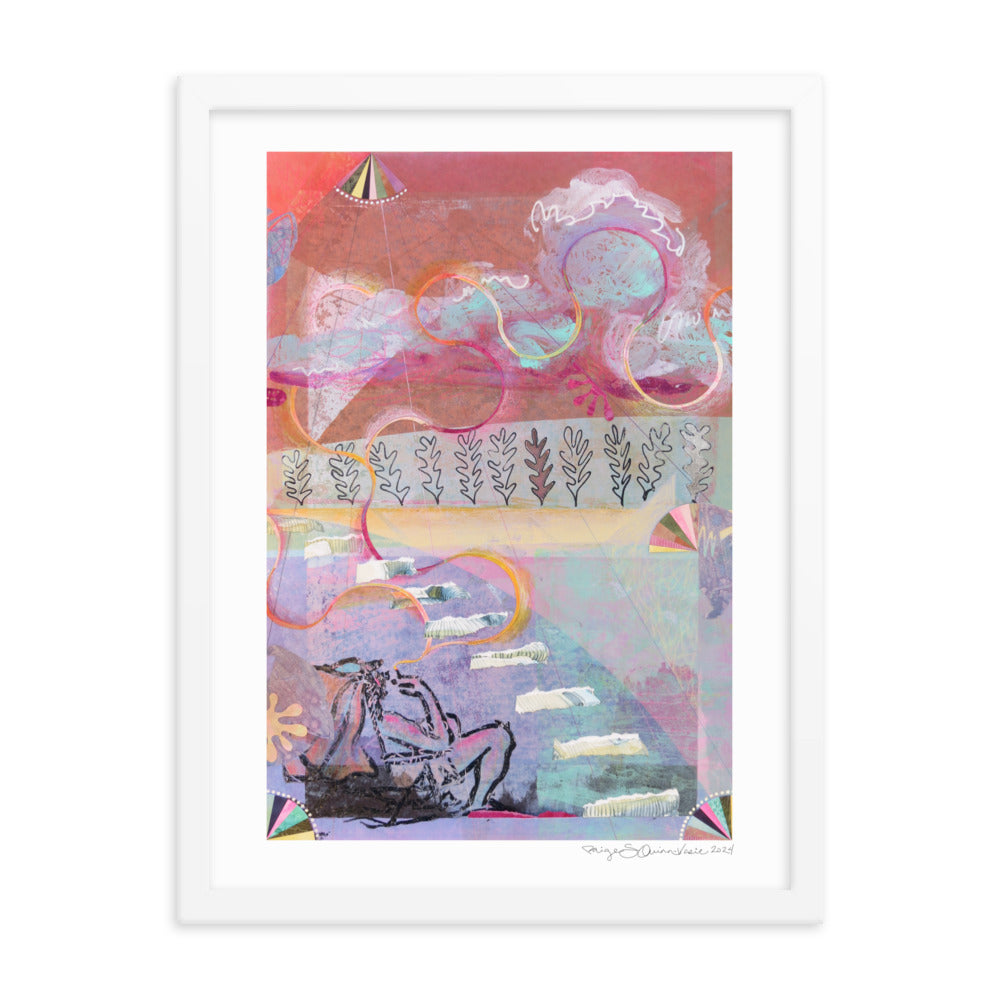 Smoke in the Clouds - Framed poster - Abstract Collage - Colorful Art Print - Framed Matte Print