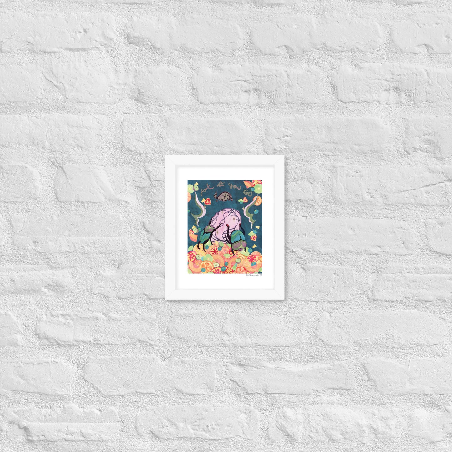 Look at You Go! - Framed Poster Print - Dung Beetle Art - Feminist Art